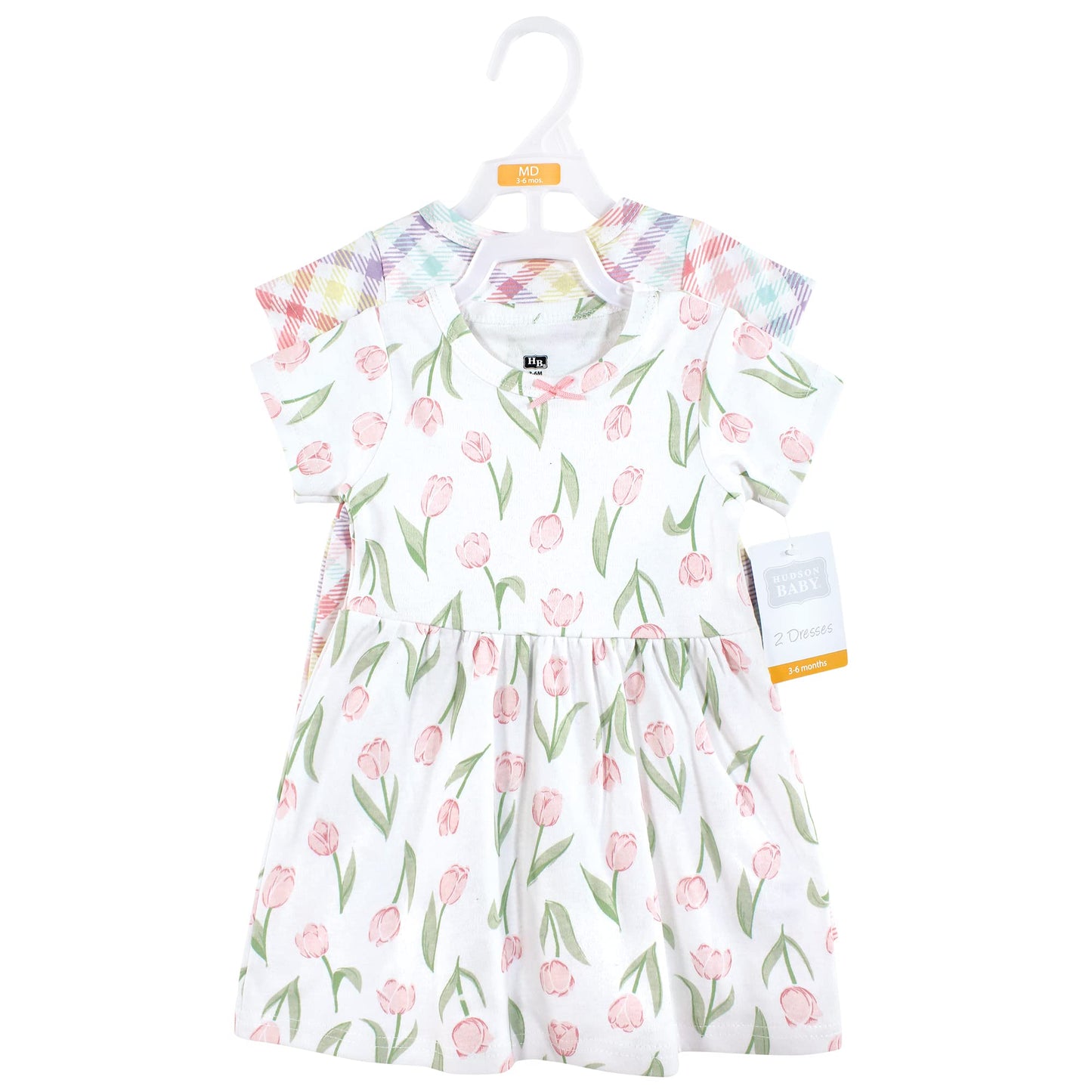 Hudson Baby Baby Girls Cotton Dresses Casual Dress, Pink Tulips, 2-3T Us