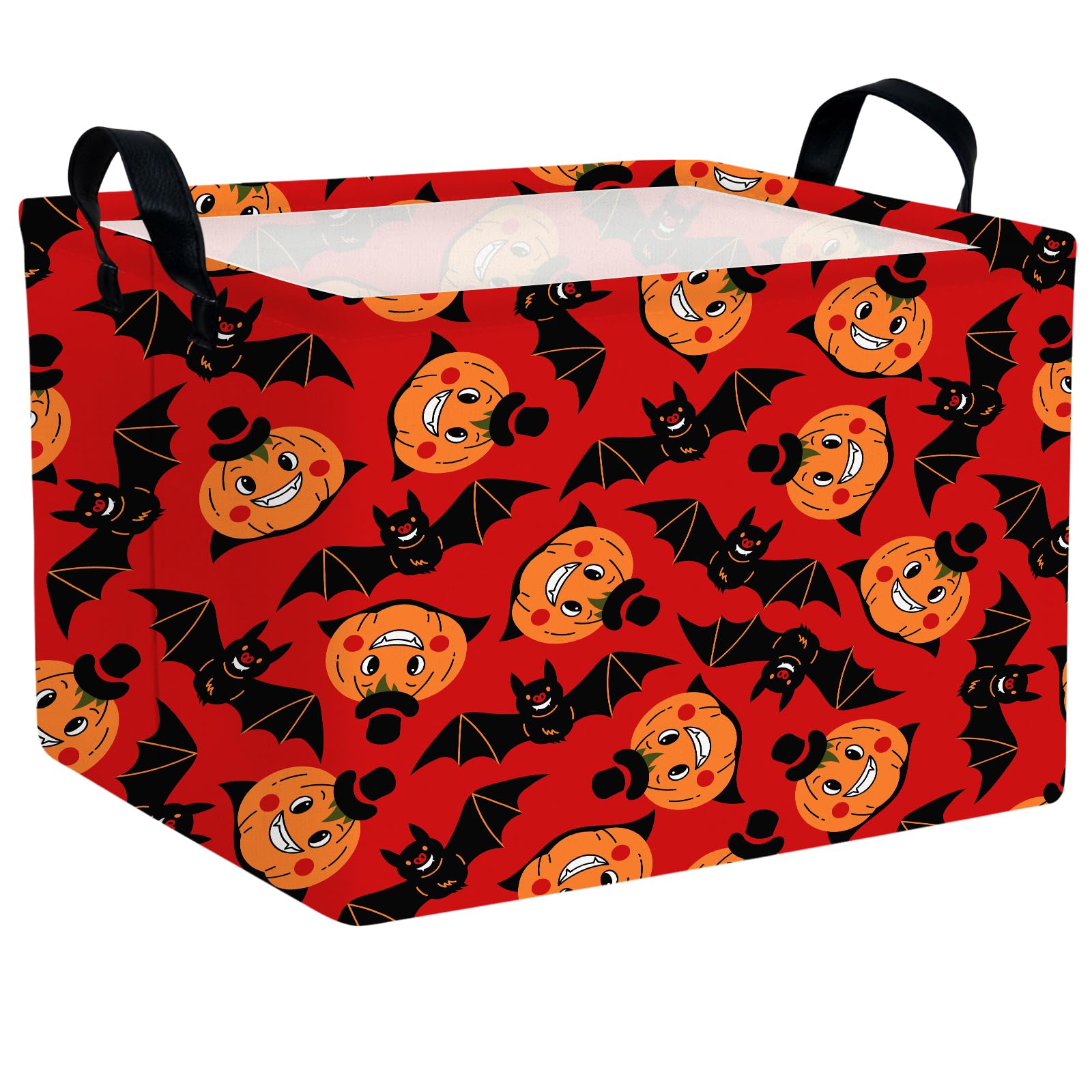 BOAMAU Large Halloween Themed Candy Gift Basket for KidsTrick or Treat Storage Bin Girls Boys Room D  cor (Red Cute Pumpkin Bat)
