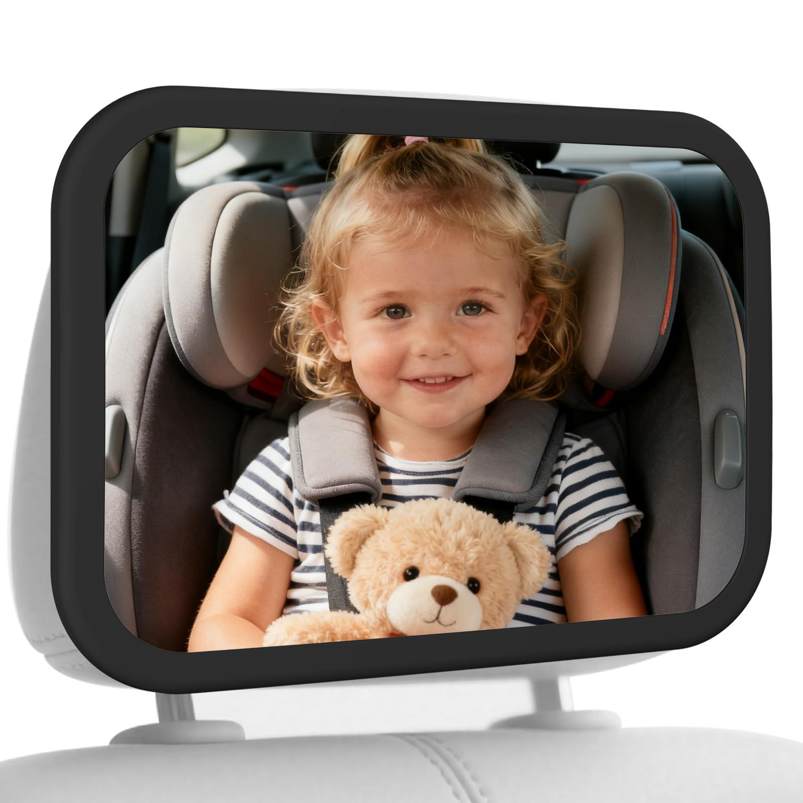 Plantureco Baby Car Mirror, Shatterproof & Easy Assembled Crash Tested, 360 Rotation, Safety Car Seat Mirror for Rear Facing Inf