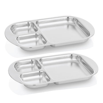 Kiddobloom Children Stainless Steel Divided Plates (2Pc) - Education