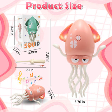 Pbooo Magic Dancing Octopus Toy, Electric Crawling with LED Lights and Music, Rechargeable Music Squid Baby Toy for 3-6 Year Old