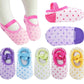 Kisgyst 5 Pairs Baby Girls Toddler Cartoon Dots Anti Slip Skid Foot Socks No-Show Crew Cotton Socks Sneakers 10-30 Months