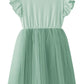 Lyxiof Girls Tutu Dress Casual Tulle Summer Solid Color Ruffle Sleeve Dress Green 120Cm