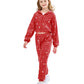 Lolanta Kids Dance Outfits Clothing Set Sequin Red Spring Fall Coat Trouser Hip-Hop Dance Costumes (Red, 8-9 Years)