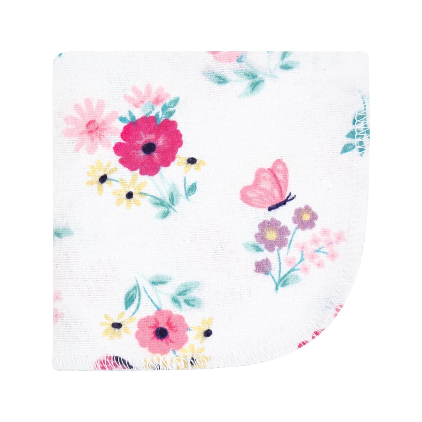 Hudson Baby Unisex Baby Flannel Cotton Washcloths, Butterfly Floral 12 Pack, One Size