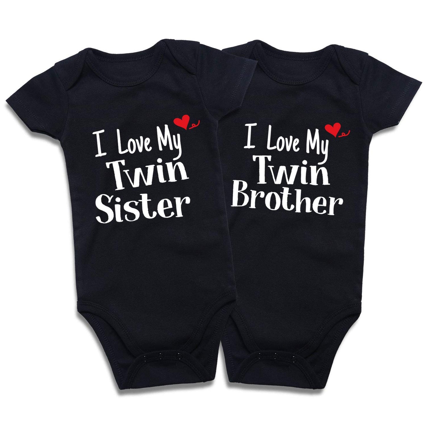 DEFAHN Newborn Twins Baby Boy Girl Bodysuit, 2 Pack Funny Letter Printed Rompers Twin Matching Clothes Outfits (2Pcs I Love My S