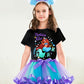 Doctor Unicorn Birthday Girls Mermaid Outfit Set Costume Tutu Skirt Dress, Mermaid Birthday Shirt, Headband & Satin Sash (White/