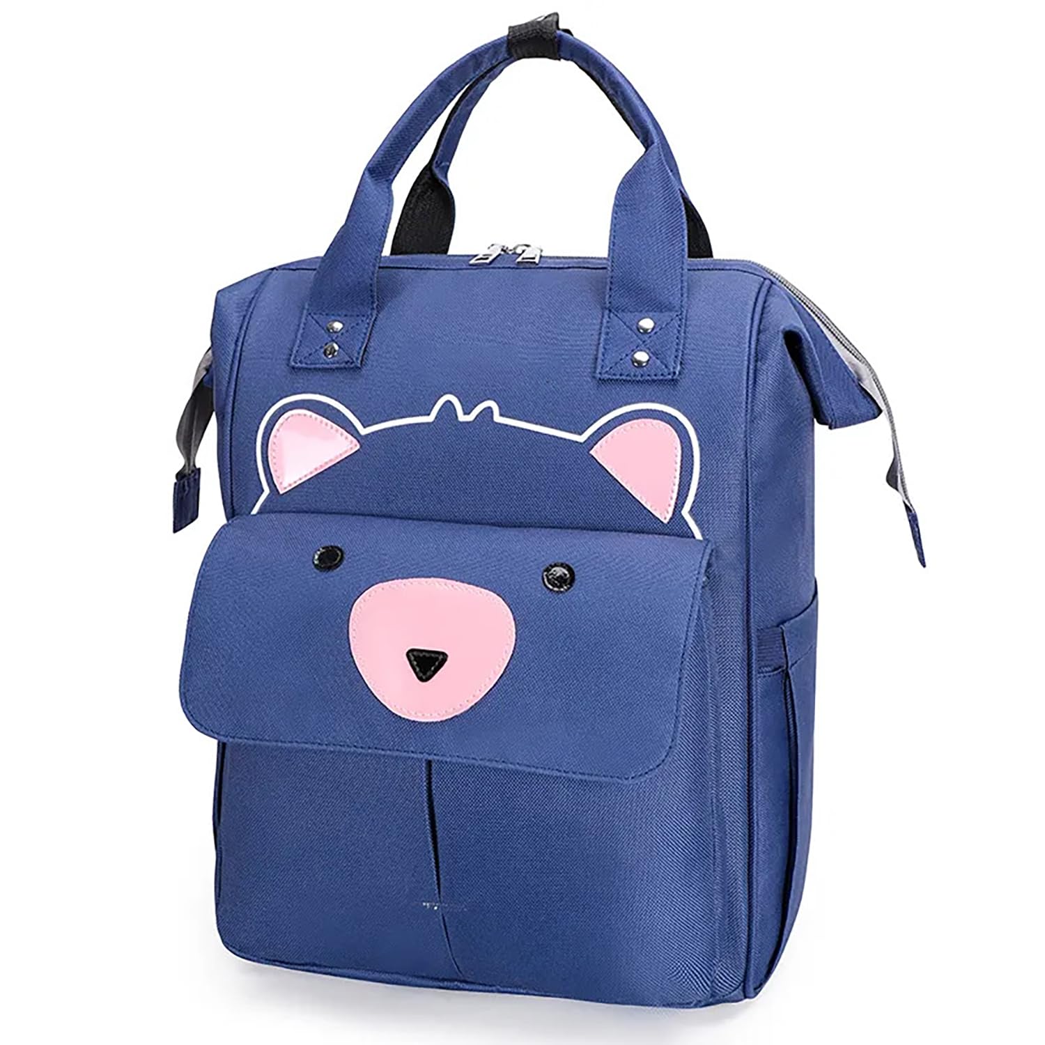 House Of Quirk Bear Print Baby Diaper Bag Maternity Backpack For Mom & Dad With Insulated Pockets (Bear Blue)