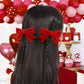Yanjie Valentines Day Hair Bows Clips Red Hair Clips Valentines Alligator Barrettes Clips Red Velvet Ribbon Hair Accessories Gir