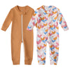 Owlivia Organic Cotton Baby Boy Girl Zip Up Sleep N Play, Footless, Long Sleeve(6-12 Months, Colorful Heart & Camel)