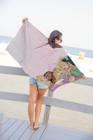 Disney Princess Kids Bath Pool Beach Towel - Super Soft & Absorbent Moana, Cinderella, Jasmins & Rapunzel 100% Cotton Towel, Mea