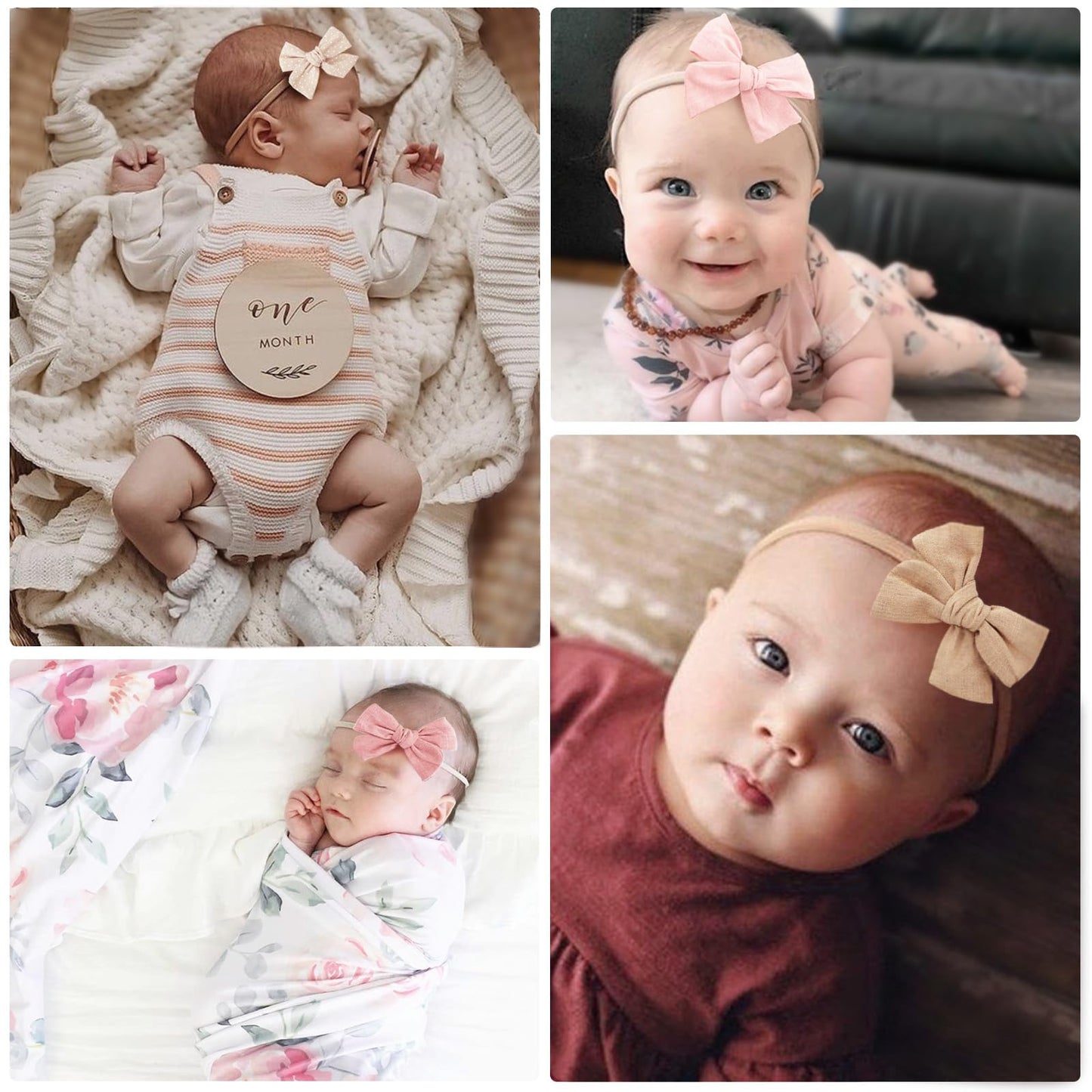 Dreshow Bqubo Baby Girl Bows And Headbands Cute Headbands With Bow Nylon Hairbands Handmade Hair Accessories For Newborn Infant