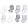 Hudson Baby Unisex Baby Cotton Rich Newborn And Terry Socks, Gray Stripe 8 Pack, 12-24 Months