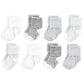 Hudson Baby Unisex Baby Cotton Rich Newborn And Terry Socks, Gray Stripe 8 Pack, 6-12 Months