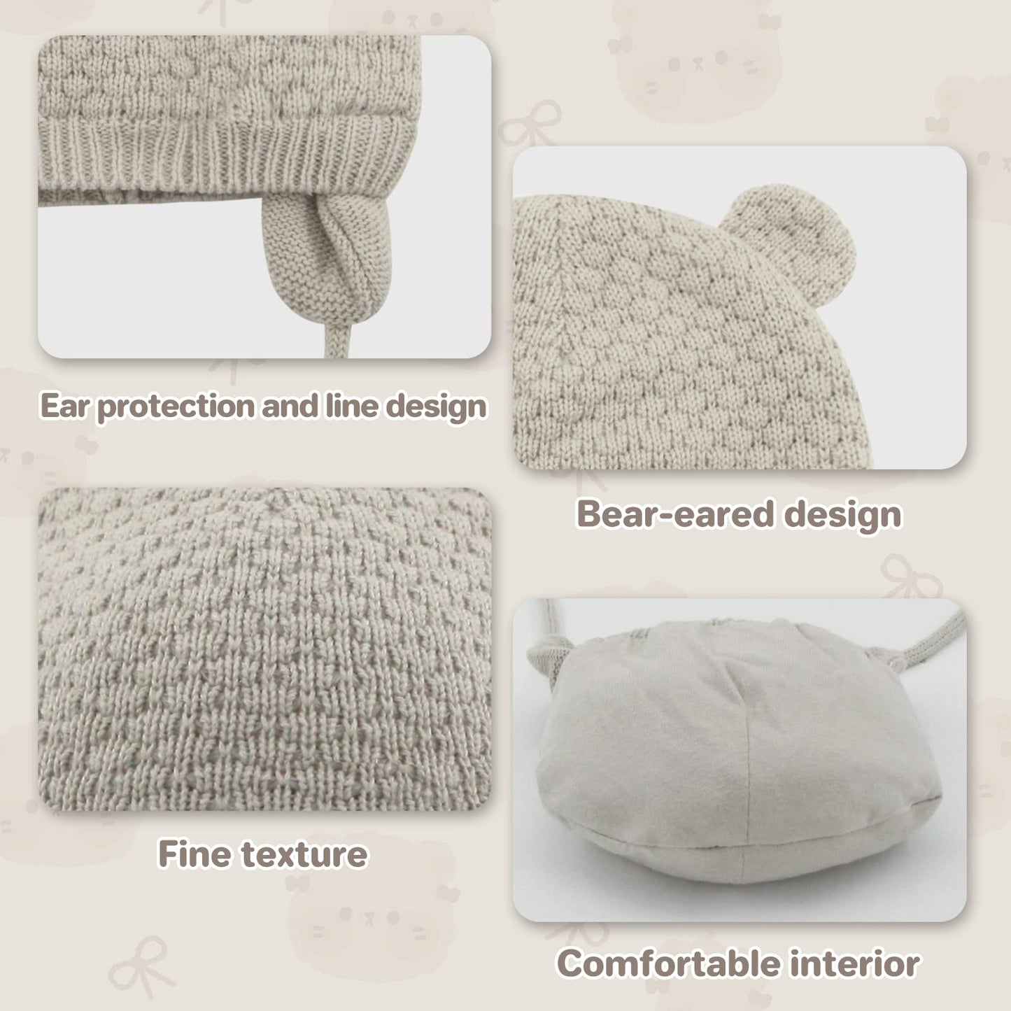 Duoyeree Kids Baby Hat Soft Warm Cable Knit Beanie Toddler Girl Fall Winter Hats(Apricot,12-18 Months)