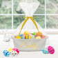 Hutario Personalized Woven Basket Embroidered Name With Gift Bags And Ribbons,Empty Small Rope Basket,Durable Storage Custom Whi