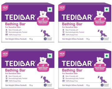 Tedibar Moisturising Baby Bathing Bar With Skin Friendly Ph|100% Soap Free|Prevents Dryness & Rashes|Dermatologically Tested 75G