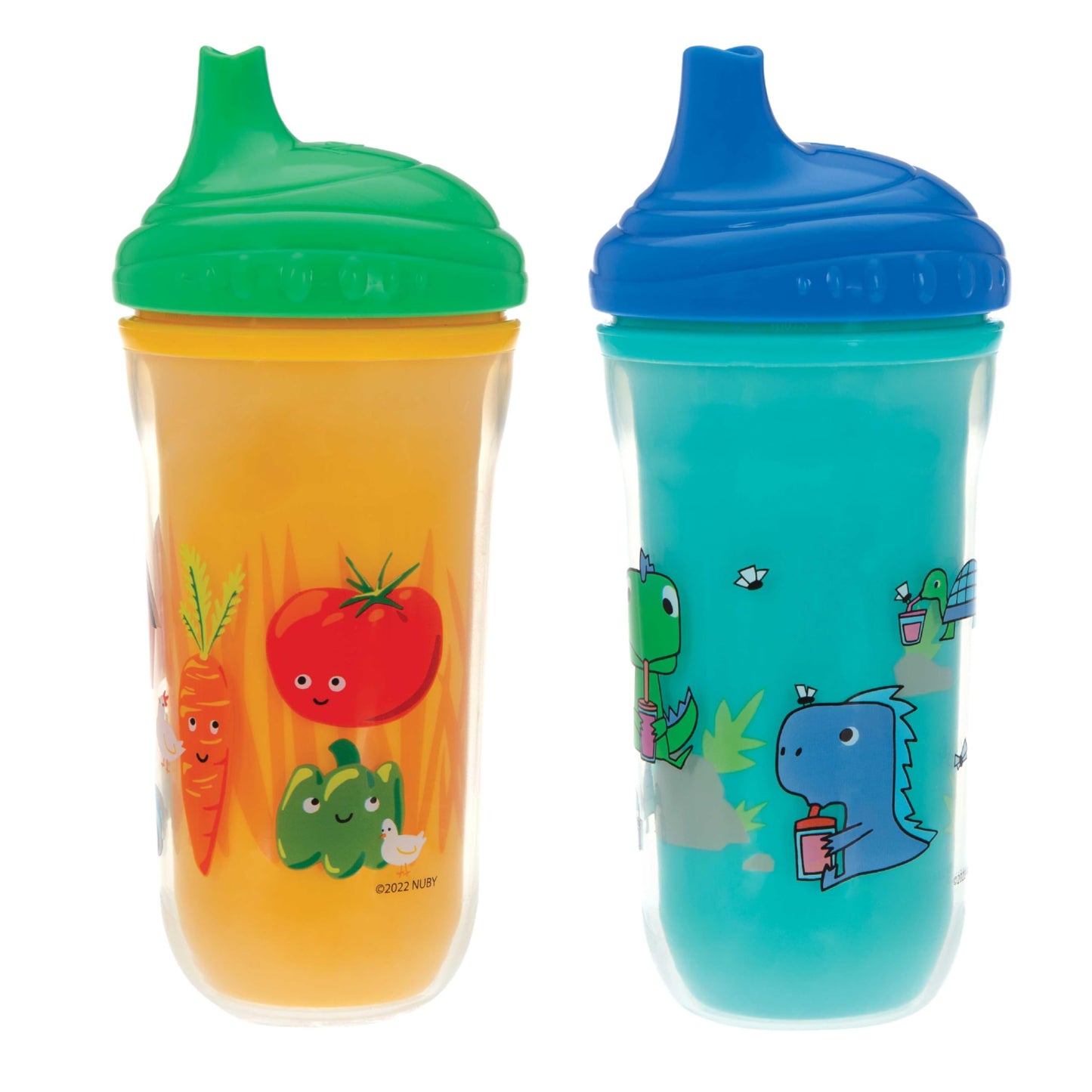 Nuby No-Spill Insulated Hard Spout 9 Oz Cup, Colors/Prints May Vary,2 Count (Pack Of 1)