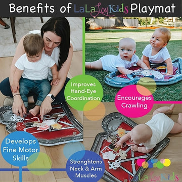 Lala Lou Kids Tummy Time Mat Premium Inflatable Big Red Barn Farmer Toy Tummy Time Water Mat With Stimulation Toys Promoting Mus