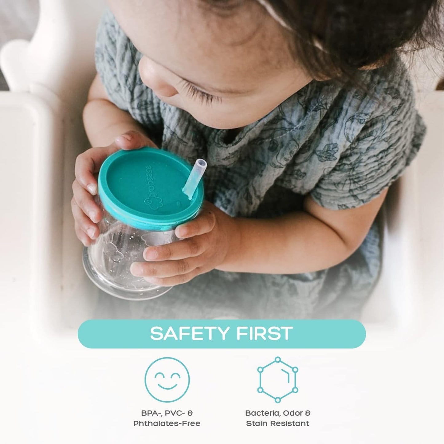 Grabease Straw Cup For Baby Feeding Sippy Cups Toddler Sippy Cups, Bpa-Free & Phthalate-Free For Baby & Toddler, 4-Oz, Teal