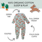 Honestbaby Baby Celebration Sleep & Play Footed One-Piece Pajama Sleeper 100% Organic Cotton, Racing Rabbits, 0-3 Months