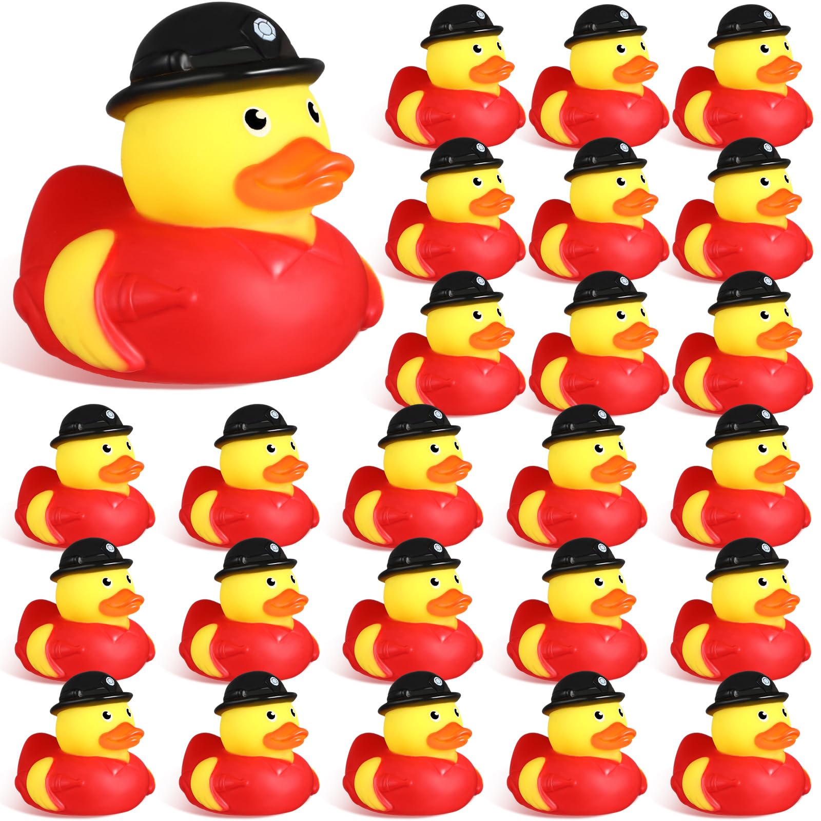 Sotiff 100 Pcs Firefighter Rubber Ducks Bulk 2 Inch Fireman Rubber Ducky for Firefighter Party Favors Birthday Party Gifts