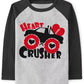 Valentine'S Day Shirt For Boys Girls Monster Truck Heart Crusher Tops Toddler Kids Raglan Sleeve T-Shirt 6 Years