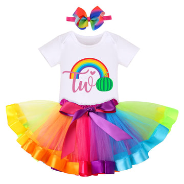 Ibtom Castle Kids Watermelon It 'S My 2Nd Birthday One Melon Tutu Secone Rainbow Cake Smash Skirt Set With Princess Romper/Headb