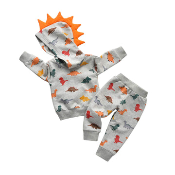 Toddler Infant Baby Boy Clothes Colored Dinosaurs Long Sleeve Hoodie Tops Sweatsuit Pants Outfit Set (4-5T)