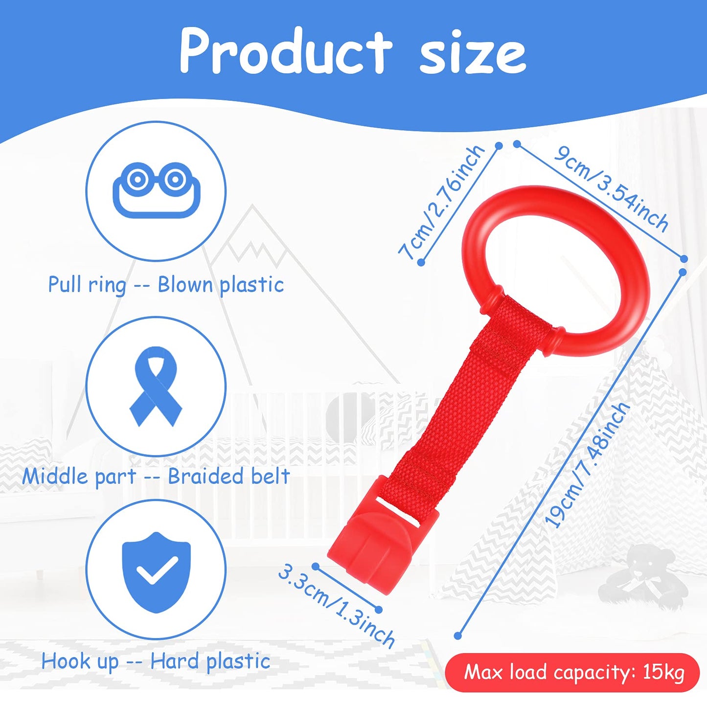 8 Pieces Baby Pull Up Rings For Playpen Baby Crib Pull Ring Baby Walking Exercises Assistant Rings Bed Bed Stand Up Ring Hanging