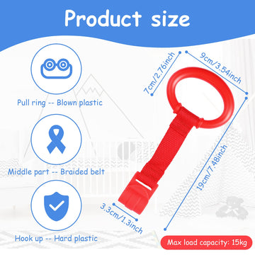 8 Pieces Baby Pull Up Rings For Playpen Baby Crib Pull Ring Baby Walking Exercises Assistant Rings Bed Bed Stand Up Ring Hanging