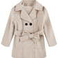 Baby Kids Boys Girls Classic Wool Blend Coat Winter Double Breasted Trench Coat Outwear Pea Coat Jacket With Belt Beige
