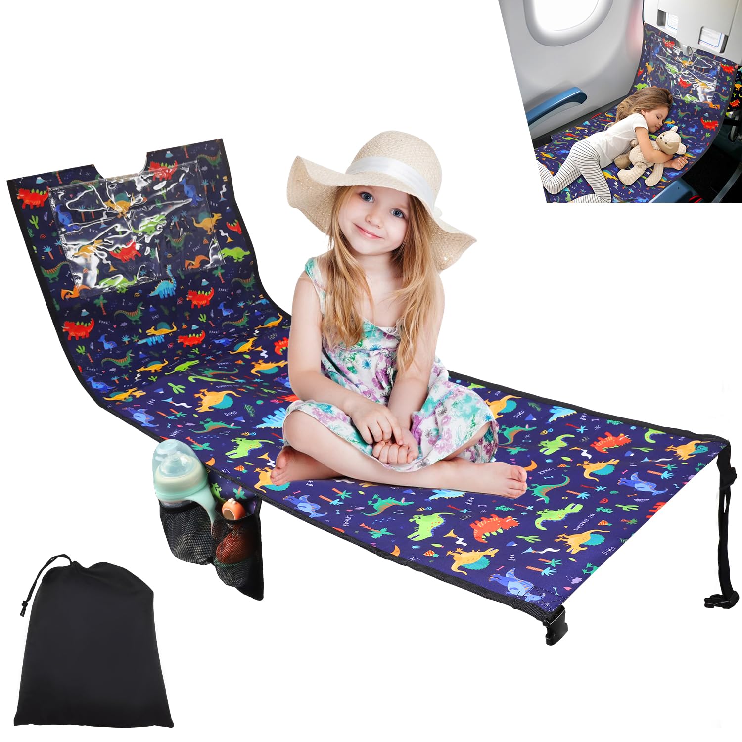 Crisinant Portable Toddler Airplane Bed,Airplane Seat Extender for Kids,Plane Must Have,Soft Airplane Bed Footrest,Plane Travel 