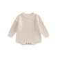 ZAXARRA Newborn Coming Home Baby Sweater Romper Long Sleeve Round Neck Solid Color Knit Bodysuit Infant Boy Girl Outfit (Beige, 