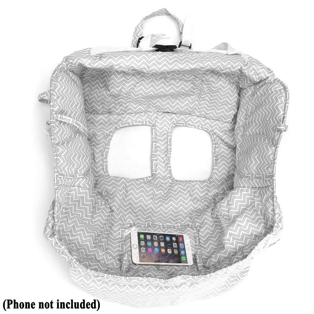 Premium Shopping Cart Cover & High Chair Cover, Easy Install, Harness System, Soft Comfort Cushioning, Universal Size (Chevron)