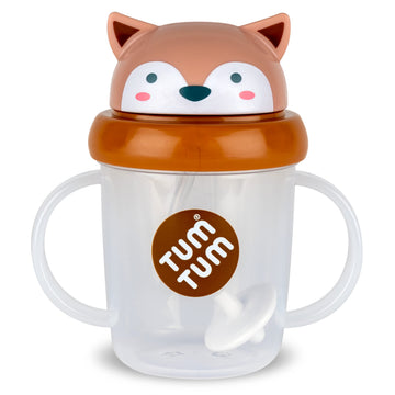 TUM TUM Tippy Up Free Flow Sippy Cup (No Valve), Sippy Cup for Toddlers, BPA Free (Fergus Fox 200ml)
