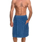 Towelselections Mens Shower Wrap Adjustable Cotton Terry Velour Wrap Gym Body Cover Up Small/Medium Dutch Blue