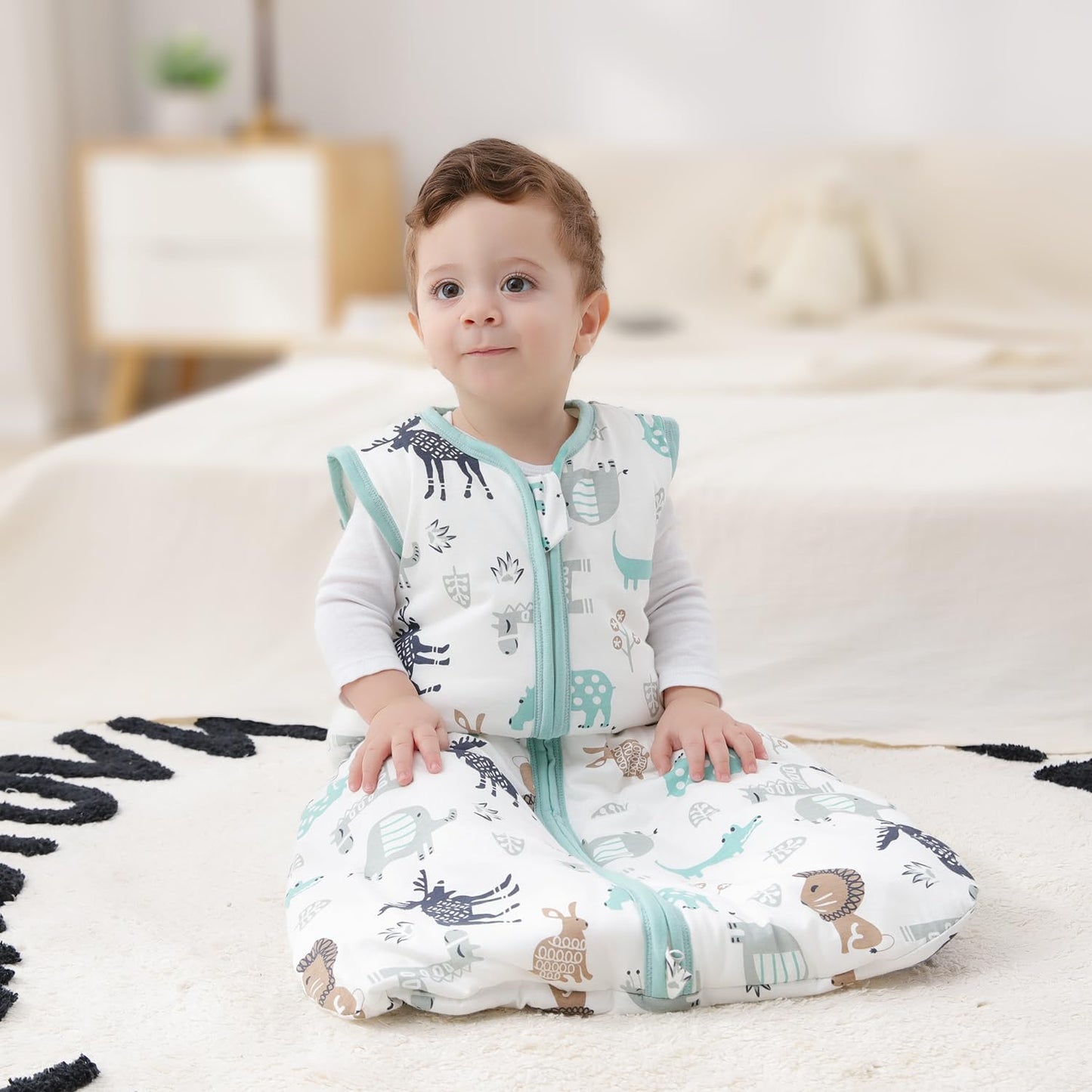 Mosebears Sleep Sack Baby Winter Wearable Blanket with 2-Way Zipper,2.5 TOG Cotton Sleep Sack Unisex (Deer, 12-18 Months)
