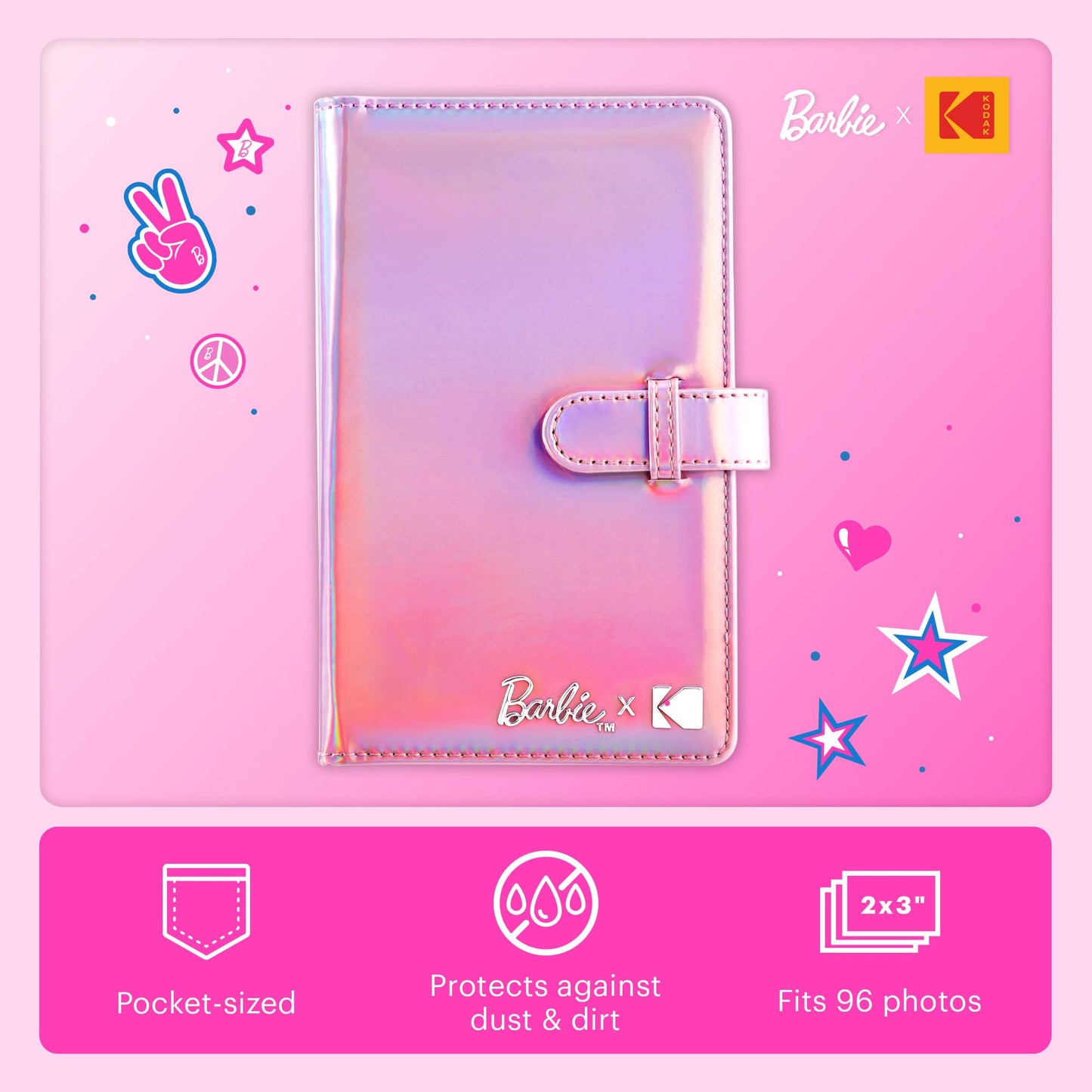 Kodak X Barbie 96-Pocket Photo Album For Barbie Instant 2X3    Zink Zero Ink Photo Paper
