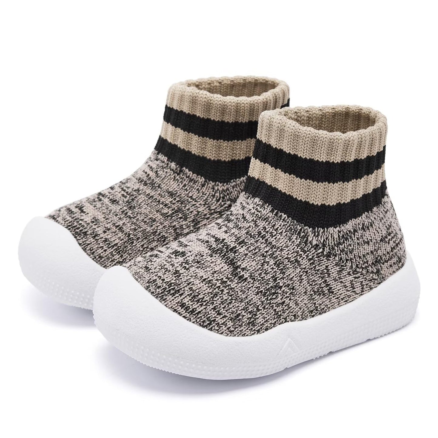 Baby Shoes Girls Boys Baby Sock Shoes With Grip Baby Slippers Infant Walking Shoes Non Slip 9-12 Months Khaki