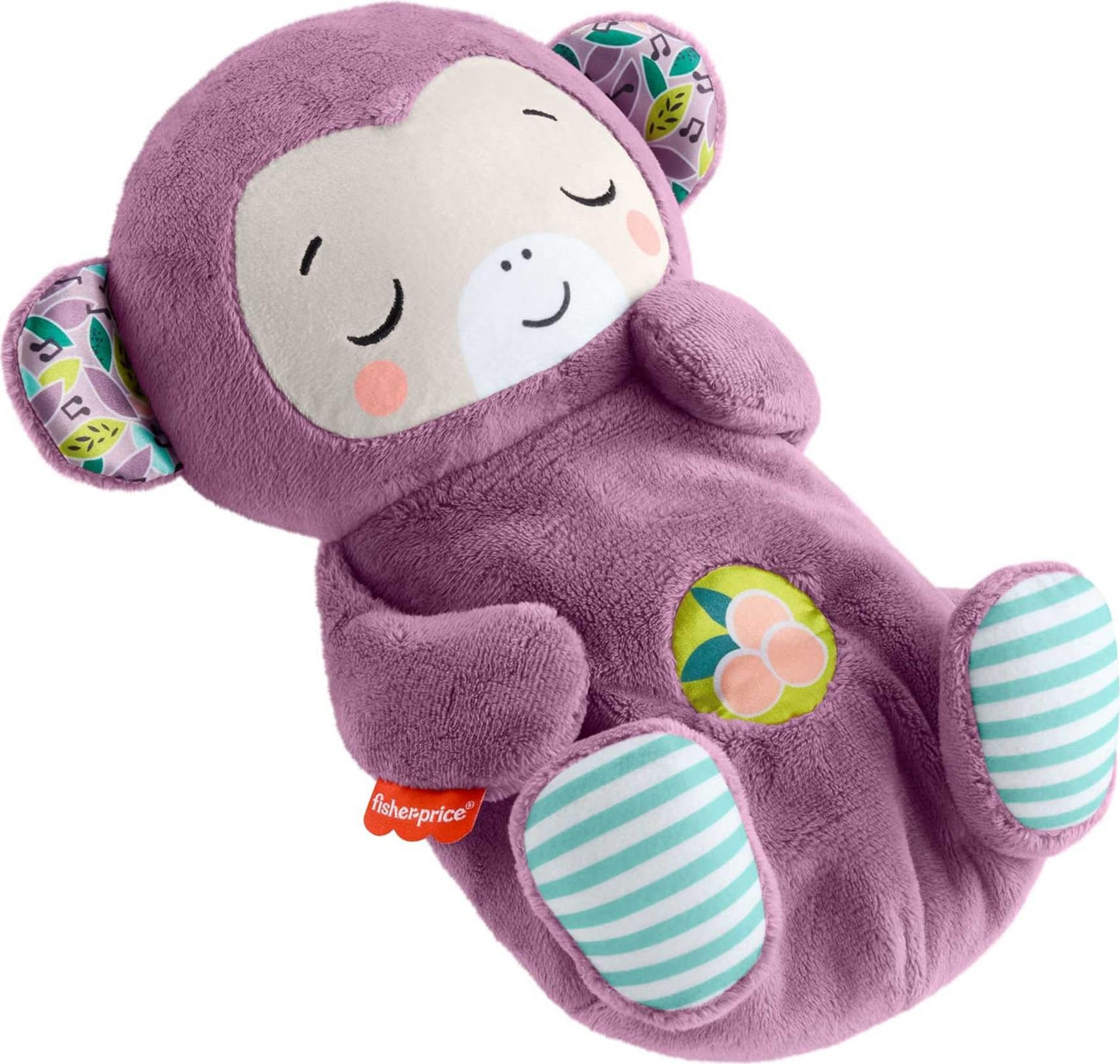 Fisher-Price Baby Toy Soothe n Snuggle Purple Monkey Plush Portable Sound Machine with Breathing Motion & Lights for Newborns Ag