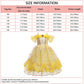Fmyfwy Girls Belle Princess Fancy Dress Beauty And Beast Outfits Halloween Christmas Wedding Birthday Lace Gown,Yellow 012,6-7T