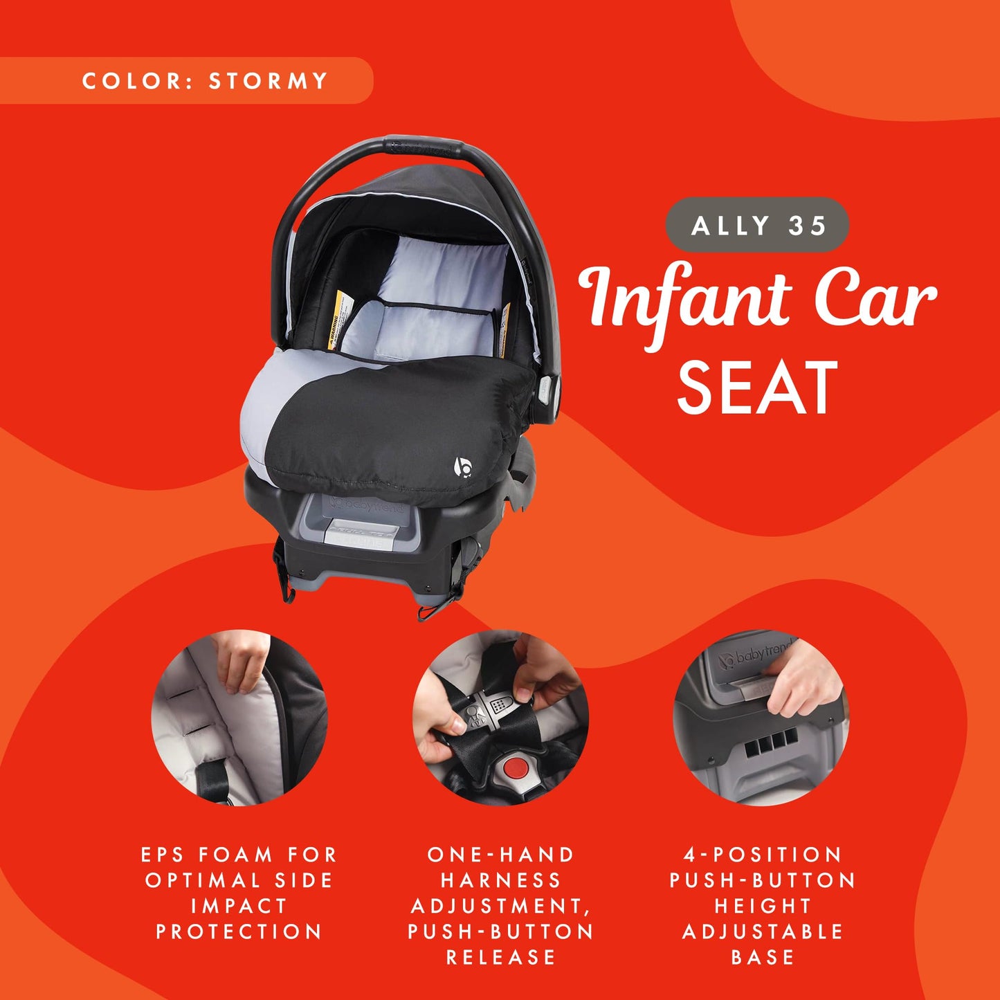 Baby Trend Ally Newborn Baby Infant Car Seat Carrier Travel System With Harness And Extra Cozy Cover For Babies Up To 35 Pounds,