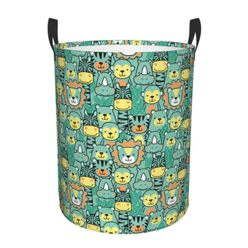 Pevtufa Animals With Leaf Foldable Laundry Basket Organizer,Fabric Clothes Toy Storage Basket Nursery Hamper Storage Bin For Hou