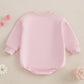 Fiomva Baby Girl Valentines Day Outfit Newborn Bow Heart Bubble Romper Infant Oversized Sweatshirt Spring Fall Clothes (F Bow He