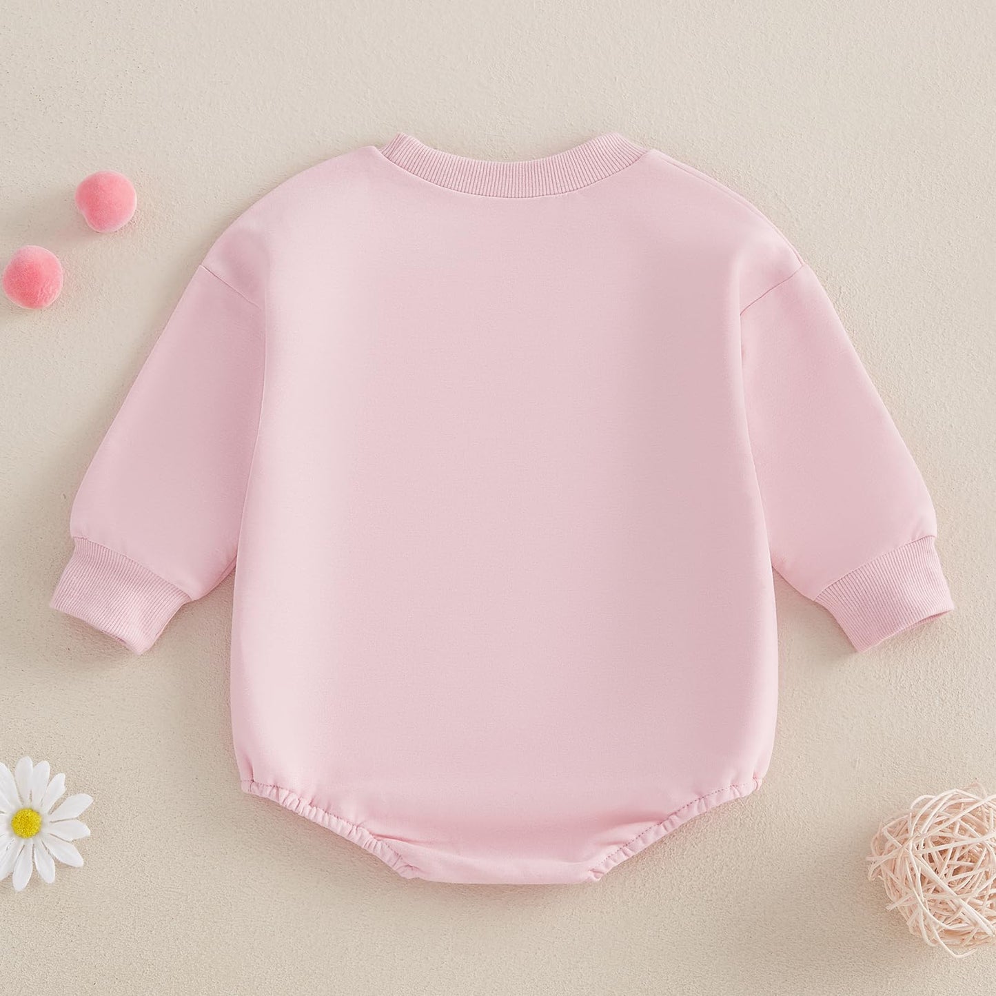 Fiomva Baby Girl Valentines Day Outfit Newborn Bow Heart Bubble Romper Infant Oversized Sweatshirt Spring Fall Clothes (F Bow He