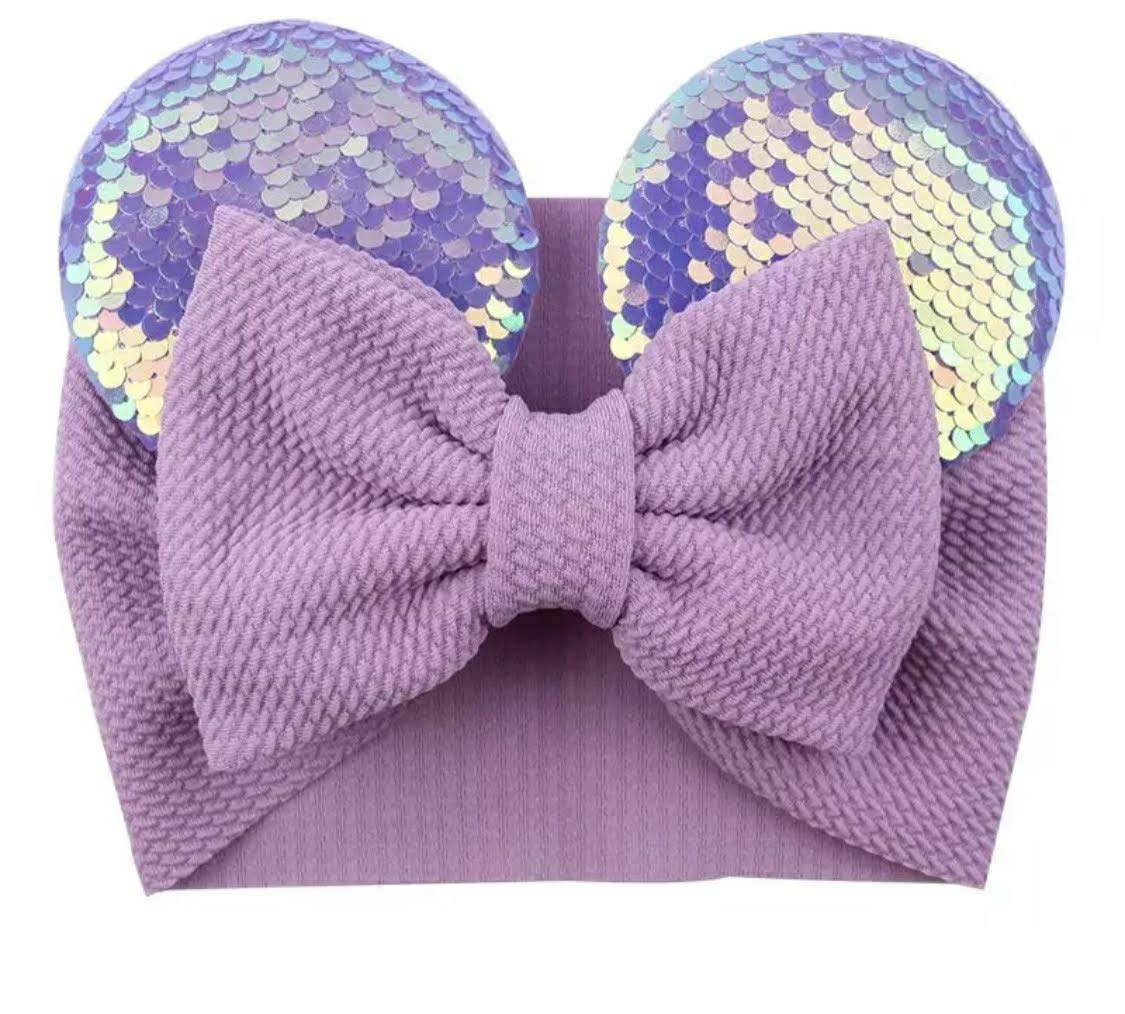Clgift Minnie Ears Baby/Toddler Headband, Minnie Baby Ears, Minnie Ears Baby Headband, Toddler Headband (Reversible Purple)