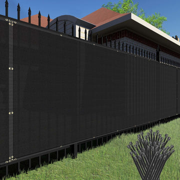 Tang Sunshades Depot 6Ftx184Ft Black Privacy Fence Screen Temporary Fence Screen 150 Gsm, Heavy Duty Windscreen Fence Netting Fe
