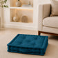 SKY MOON FAB Floor Cushion Set 4, 50x50x10 cm Square Tufted Seat Pad, 100% Cotton Cover, Polyester Filling, Handmade Thick Medit