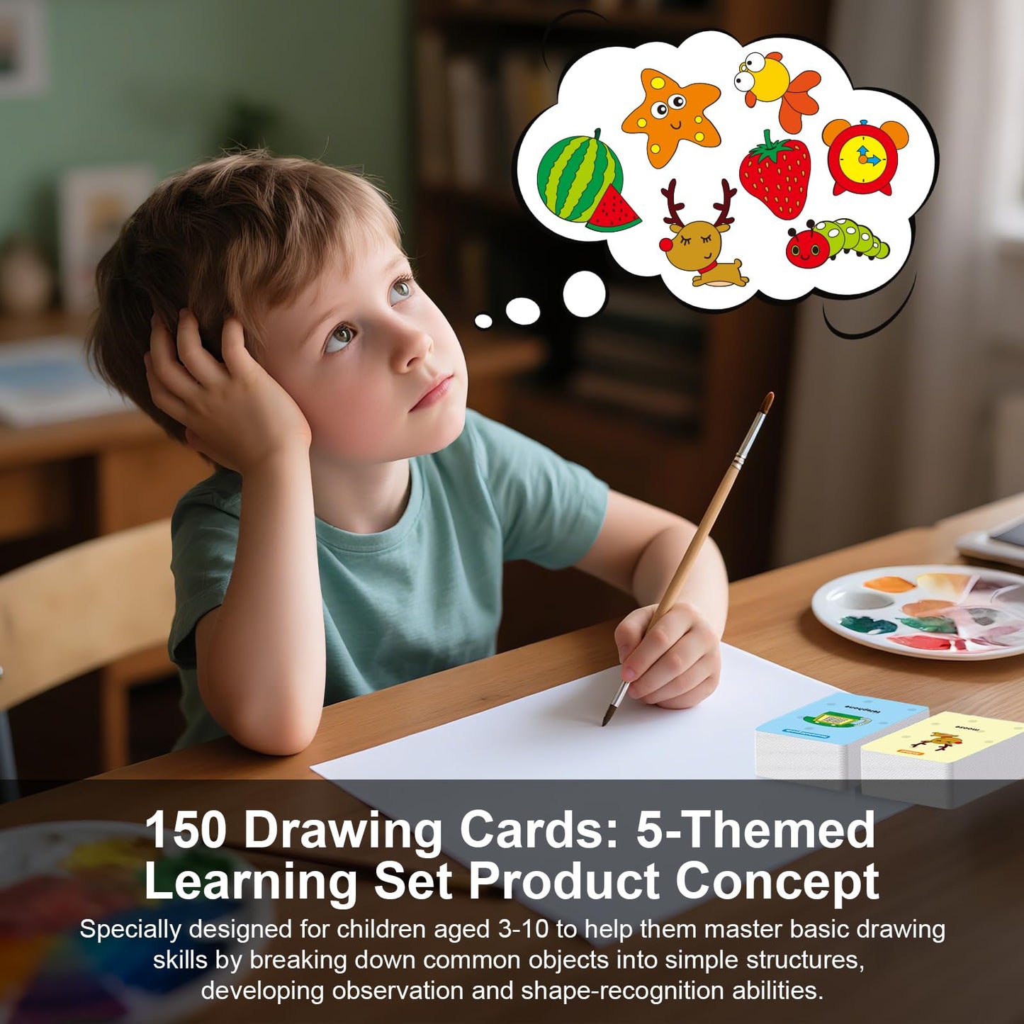 Drawing Robot for Kids Educational Toys, Robot Toys Creative Drawing Learning Kit with 150 Word Cards, Gift for Girls and Boys 4